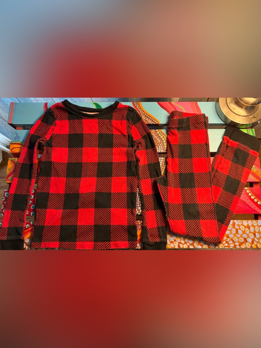 Wonder Nation Boys 2-Piece 100% Cotton Buffalo Plaid Pajama Set Size 10